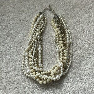 Chunky Pearl Mixed Metal Necklace